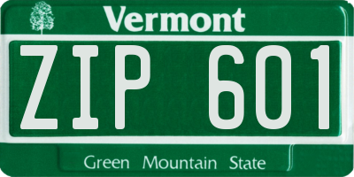 VT license plate ZIP601