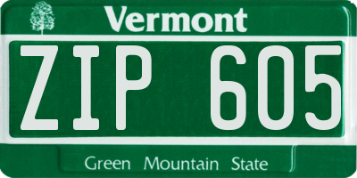 VT license plate ZIP605