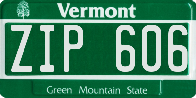 VT license plate ZIP606