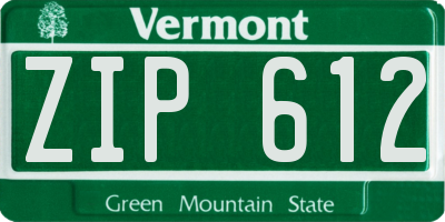 VT license plate ZIP612