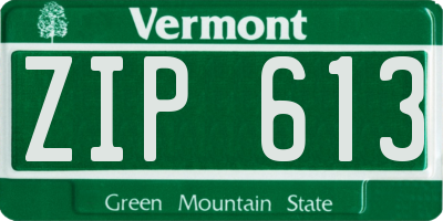 VT license plate ZIP613