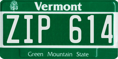 VT license plate ZIP614