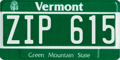 VT license plate ZIP615