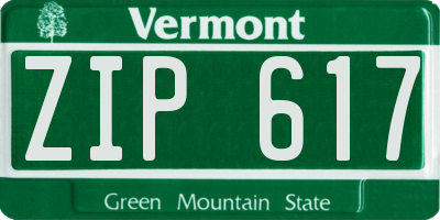VT license plate ZIP617