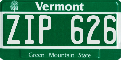VT license plate ZIP626