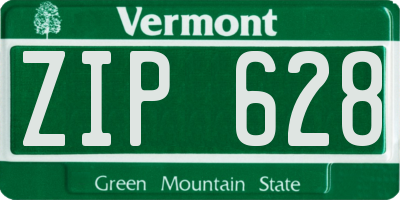 VT license plate ZIP628