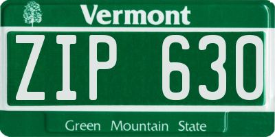 VT license plate ZIP630