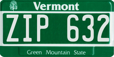 VT license plate ZIP632