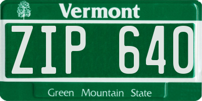 VT license plate ZIP640