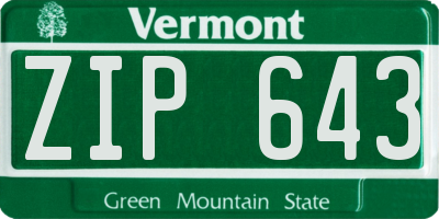 VT license plate ZIP643