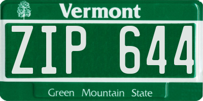 VT license plate ZIP644