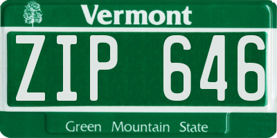 VT license plate ZIP646