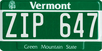 VT license plate ZIP647