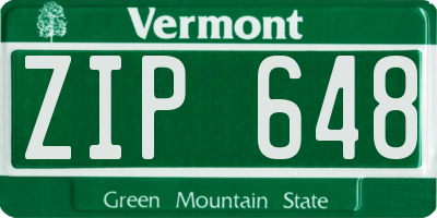 VT license plate ZIP648