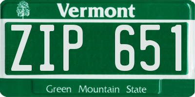VT license plate ZIP651