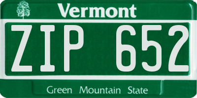 VT license plate ZIP652