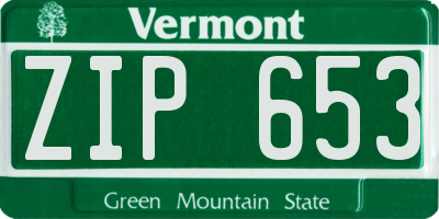 VT license plate ZIP653