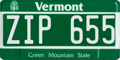 VT license plate ZIP655