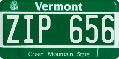 VT license plate ZIP656
