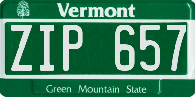 VT license plate ZIP657