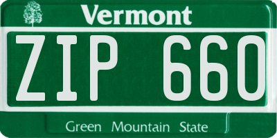 VT license plate ZIP660