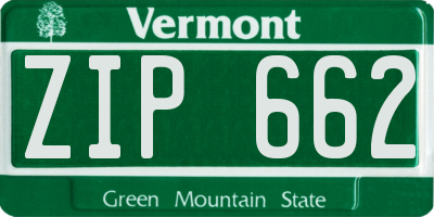 VT license plate ZIP662