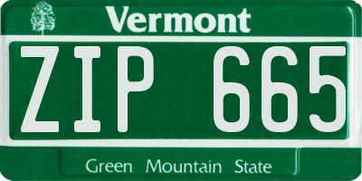 VT license plate ZIP665