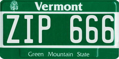 VT license plate ZIP666