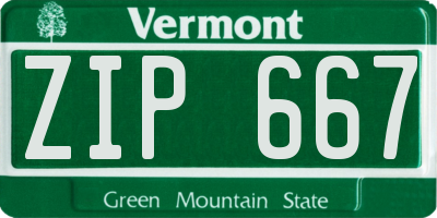 VT license plate ZIP667