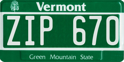 VT license plate ZIP670