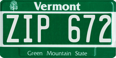 VT license plate ZIP672