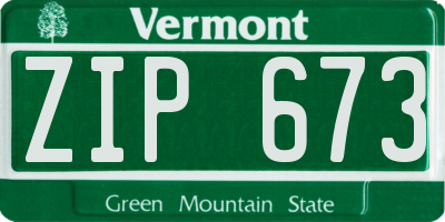 VT license plate ZIP673