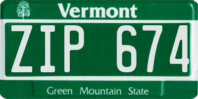 VT license plate ZIP674