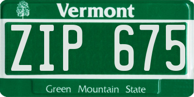 VT license plate ZIP675