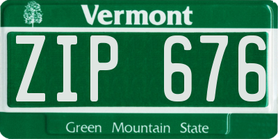 VT license plate ZIP676