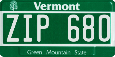 VT license plate ZIP680