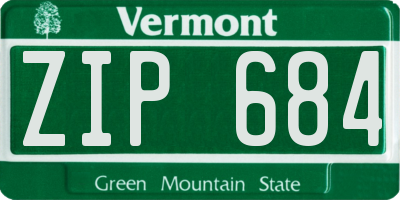 VT license plate ZIP684