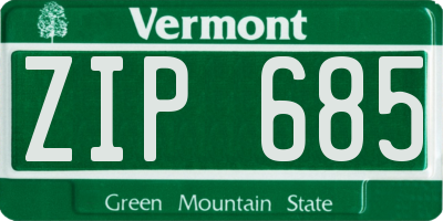 VT license plate ZIP685