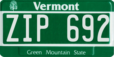 VT license plate ZIP692