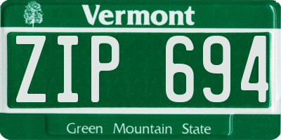 VT license plate ZIP694