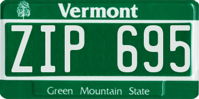 VT license plate ZIP695