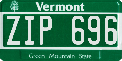 VT license plate ZIP696