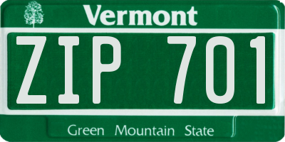 VT license plate ZIP701