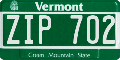 VT license plate ZIP702