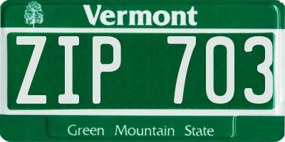 VT license plate ZIP703