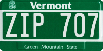 VT license plate ZIP707
