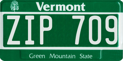 VT license plate ZIP709
