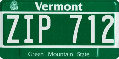 VT license plate ZIP712