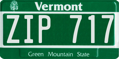 VT license plate ZIP717
