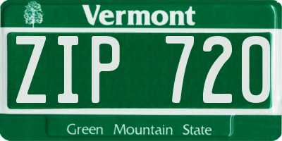 VT license plate ZIP720
